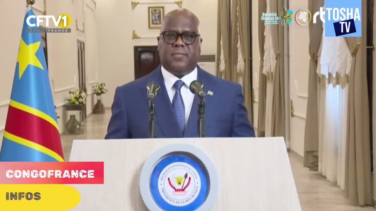 Le Président Félix-Antoine Tshisekedi Tshilombo prononçant le discours annonçant le Dialogue national